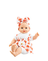 Paola Reina PR-8052 Poupée Alex & Sonia - Sonia avec salopette fleurie et bandeau - Paola Reina vendu par Veille sur toi