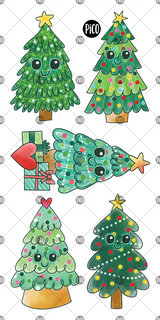 Pico ⚜ PiCO-416 Tatouages Temporaires - Les sapins de Noël - Pico vendu par Veille sur toi