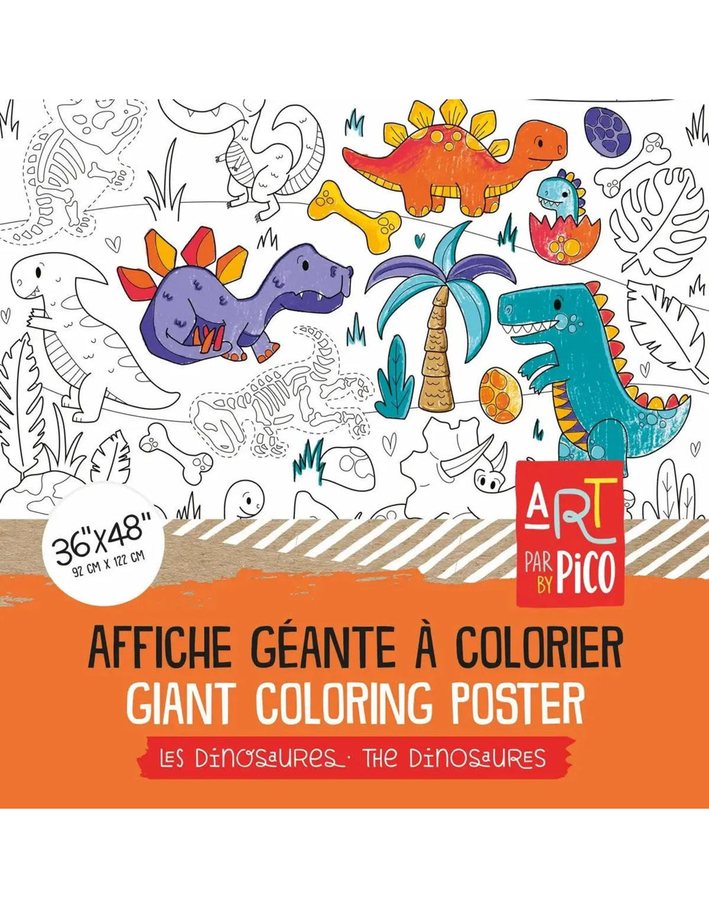 PHOGARY Poster de coloriage géant pour enfants - Nappe d'animaux marins Jumbo - Bannière de dessin - 137,2 x 274,3 cm