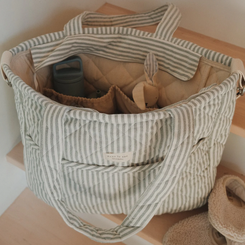 Sac à couche - Rayé sauge - Dans le sac