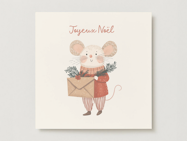 Carte de souhaits de Noël - Souris de Noël - Veille sur toi