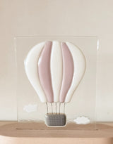 Veille sur toi ⚜ VST-LTV-011 Plaque de verre pour lampe de table - Montgolfière rose - Veille sur toi vendu par Veille sur toi