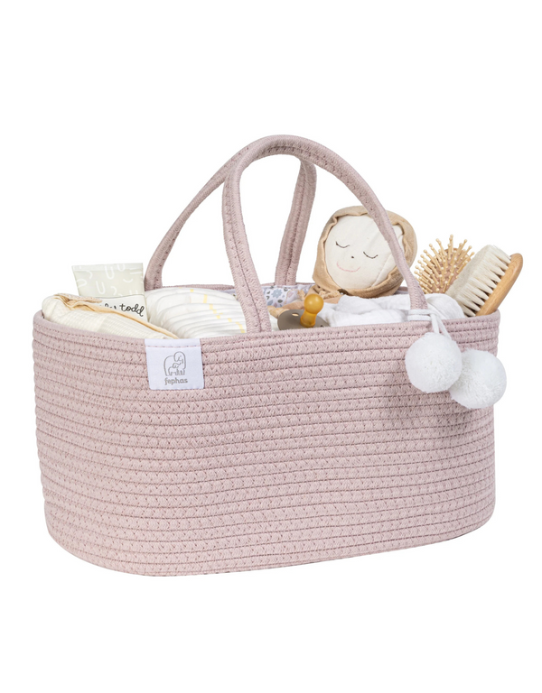 Panier à langer en corde de coton - Rose vintage - Fephas