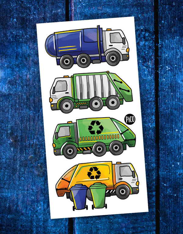 Tatouage -  Les camions de recyclage - Pico