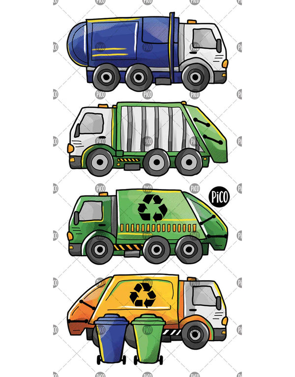 Tatouage -  Les camions de recyclage - Pico