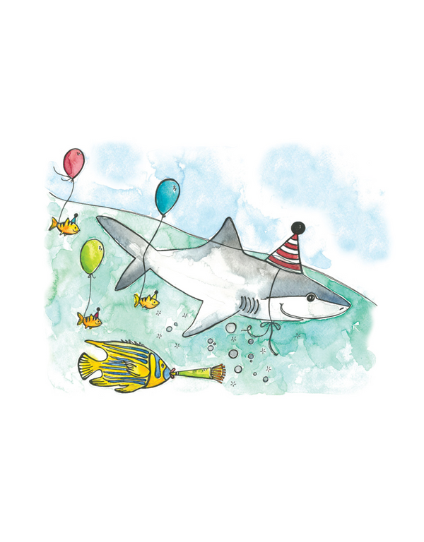 Carte de souhaits - Requin d'anniversaire Default marque  Stéphanie Renière illustration vendu par Veille sur toi