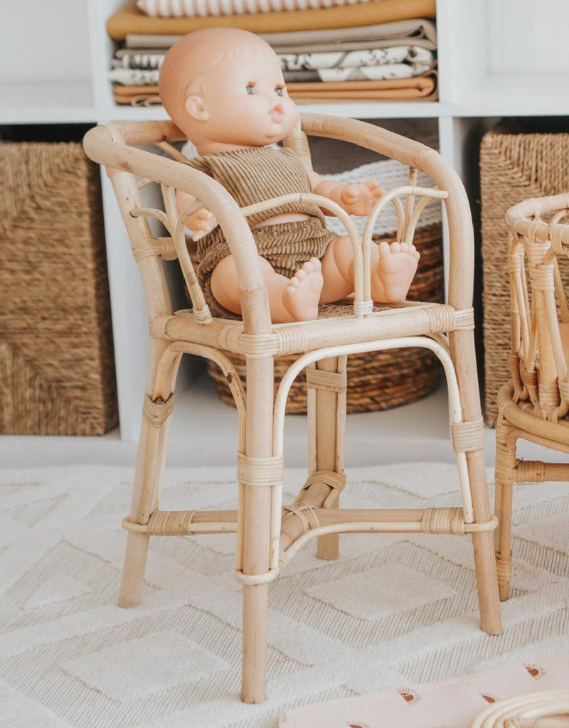 Chaise haute en rotin pour poupée - Poppie Toys - Accessoire de poupée