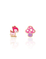 Girl Nation GN-J7023 Boucles d'oreilles en émail - Duo faon et champignon - Girl Nation vendu par Veille sur toi