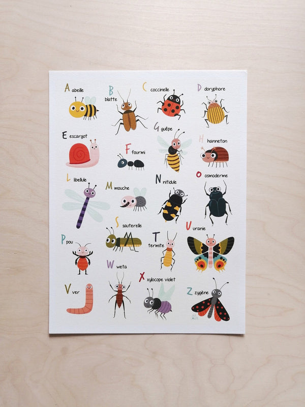 Illustration - ABCdaire des insectes - 12 x 16 - Julie Cossette Studio Default marque  Julie Cossette Studio vendu par Veille sur toi