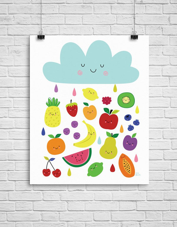 Illustration - Pluie de fruits - 12 x 16 - Julie Cossette Studio Default marque  Julie Cossette Studio vendu par Veille sur toi