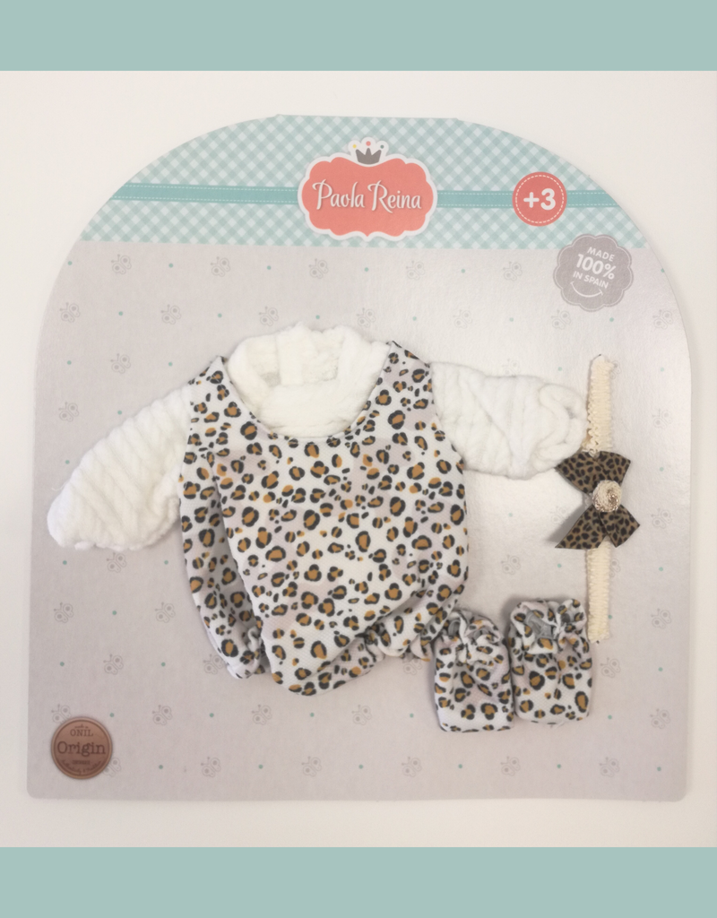 Paola Reina PR-54097 Vêtement pour poupée Gordis - Ensemble léopard, bas et petit bandeau Rebeca- Paola Reina vendu par Veille sur toi