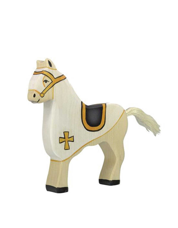 Personnage médiéval - Cheval blanc - Holztiger marque  Holztiger vendu par Veille sur toi