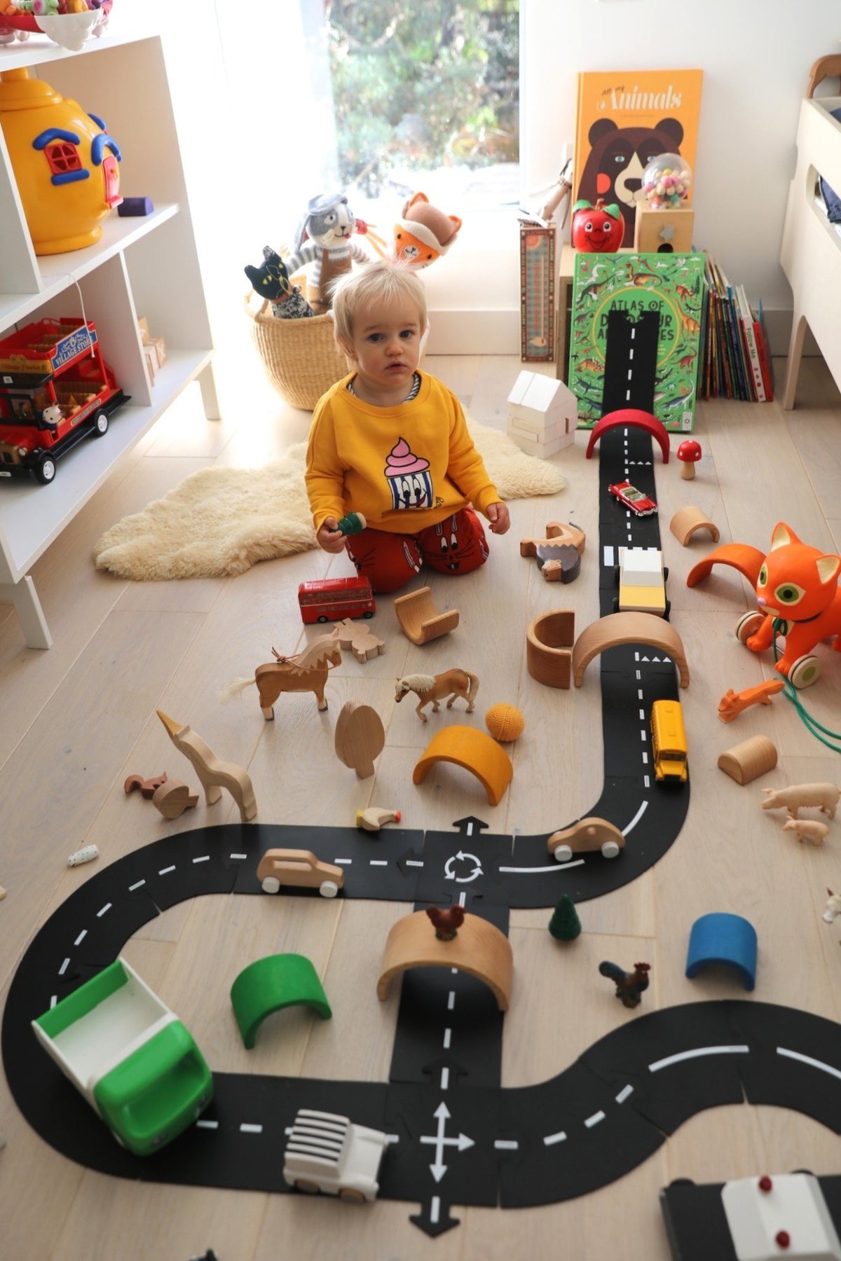 Circuit De Course Portable 5 Mètres – Double Piste Flexible – 4 Voitures En Alliage – Rampes Et Sac Inclus – Dès 3 Ans