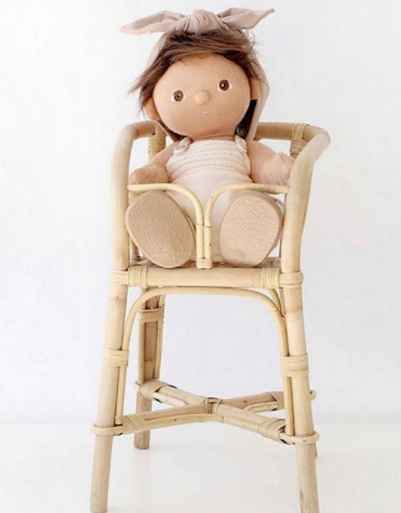 Chaise haute en rotin pour poupée - Poppie Toys - Accessoire de poupée