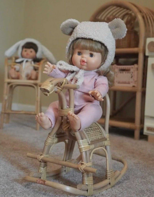 Mini cheval à bascule en rotin pour poupée- Poppie Toys