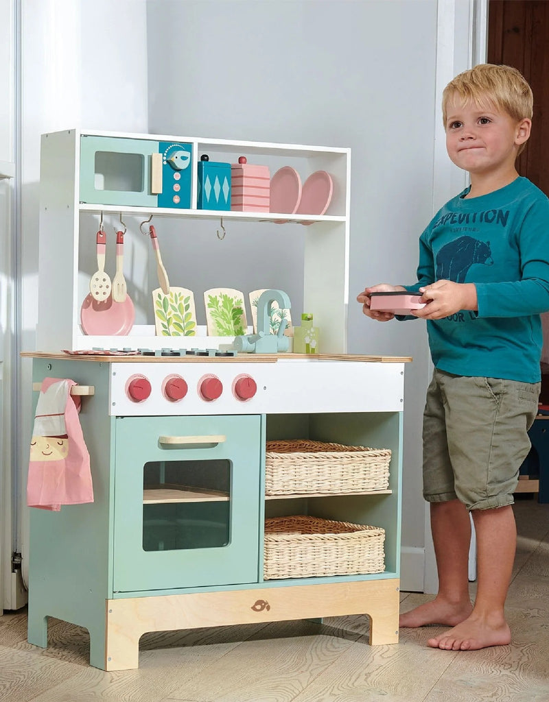TP Toys – Cuisine En Bois Early Fun, Avec Bassine, Plaque De Cuisson Et étagère – Jouet D'extérieur Pour Enfants Dès 3 Ans