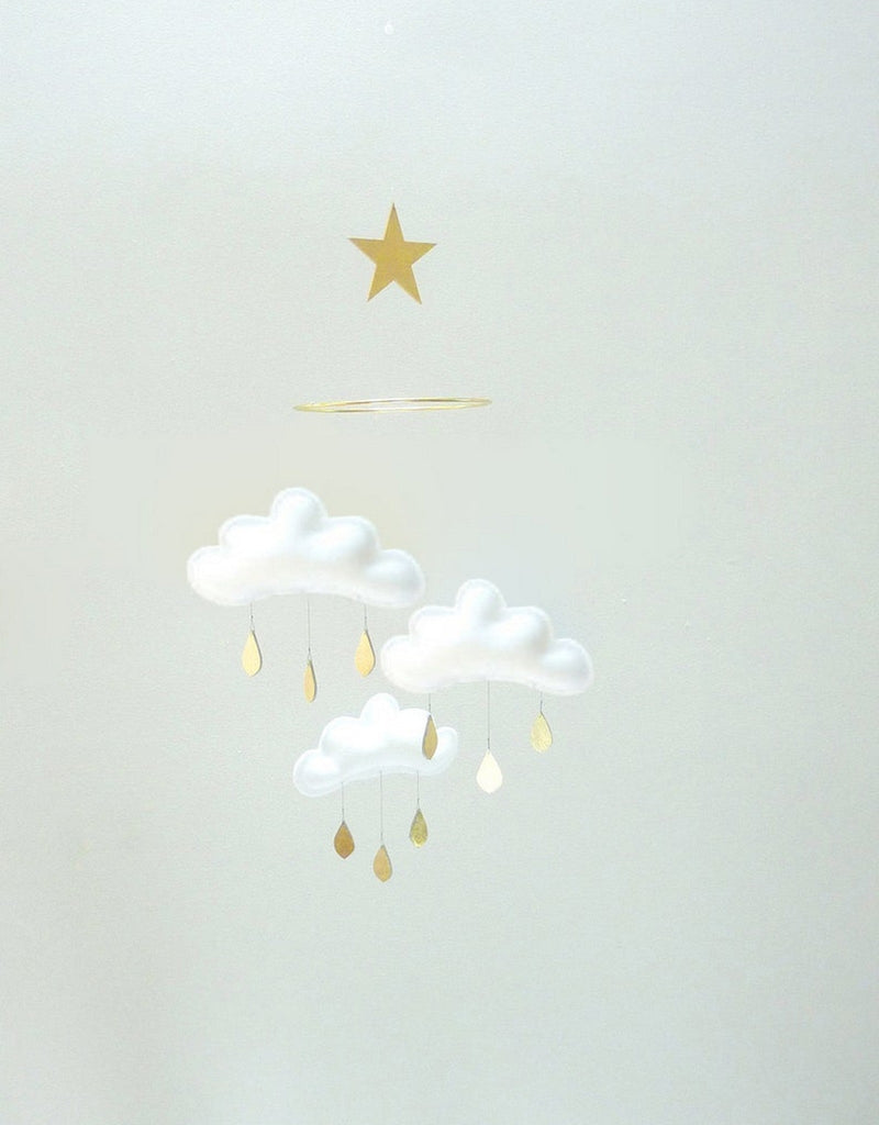 The Butter Flying Mobile nuages et gouttes de pluie - Blanc - The Butter Flying vendu par Veille sur toi